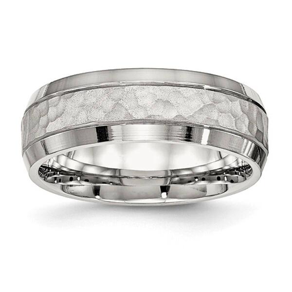 Mens Gentlemens Classics&#40;tm&#41; 7.5mm Hammer Detailed Wedding Band - image 