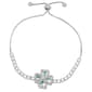 Silver Plated Lab Grown Green Clover Spinner Adjustable Bracelet - image 1
