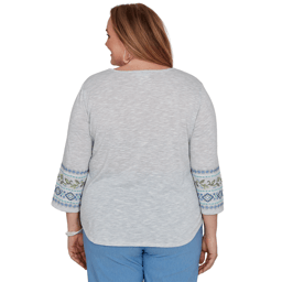 Plus Size Alfred Dunner Provence 3/4 Sleeve Embroidered Blouse