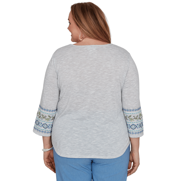 Plus Size Alfred Dunner Provence 3/4 Sleeve Embroidered Blouse