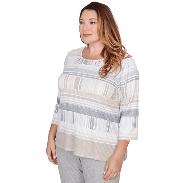 Plus Size Alfred Dunner Comfort & Joy Abstract Stripe Blouse