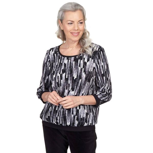 Petite Alfred Dunner Drama Queen Vertical Chenille Texture Top - image 