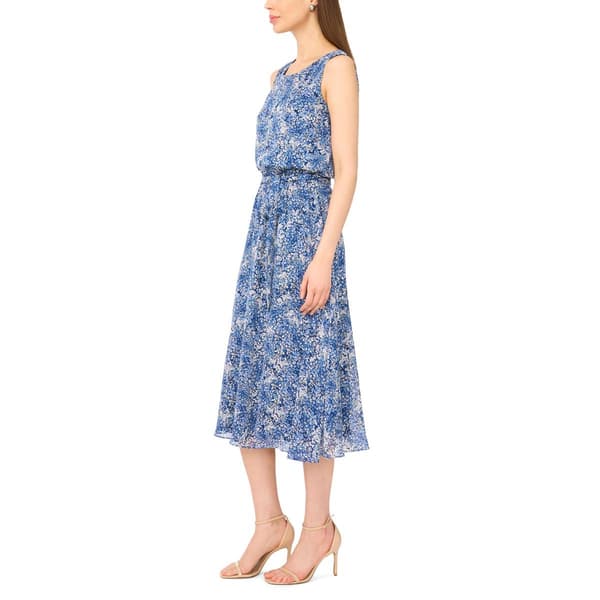 Womens MSK Sleeveless Chiffon Floral Tie Waist A-Line Dress