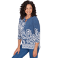 Petite Alfred Dunner Classics 3/4 Sleeve Keyhole Floral Blouse - image 3