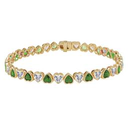 Gianni Argento Gold Plated Lab Emerald Bezel Heart Bracelet