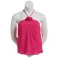 Womens Nicole Miller Solid Halter Blouse with 3D Rose - image 1