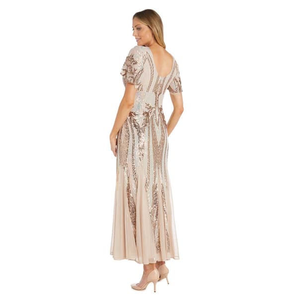 R&M RICHARDS Womens Sequined Floral 3/4 Sleeve Open Cardigan Evening Tunic Top