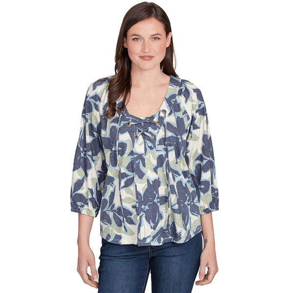 Womens Skye''s the Limit Out Of The Blue Floral Peasant Blouse - image 