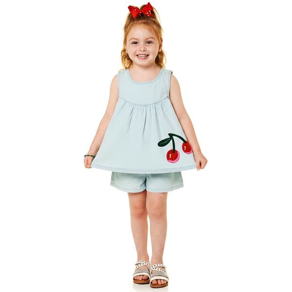 Girls (4-6x) Lone Star Kids 2pc. Cherry Denim Short Set - image 