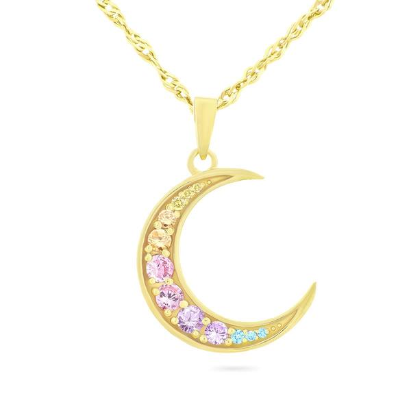 Forever New 18kt. Gold Plated Rainbow CZ Moon Pendant - image 