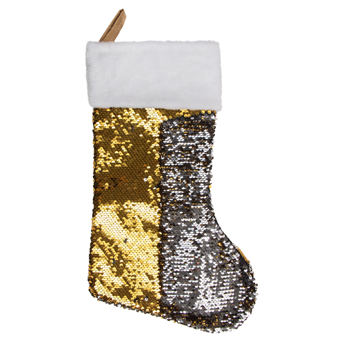 Northlight Gold & Silver Sequin Christmas Stocking With Cuff