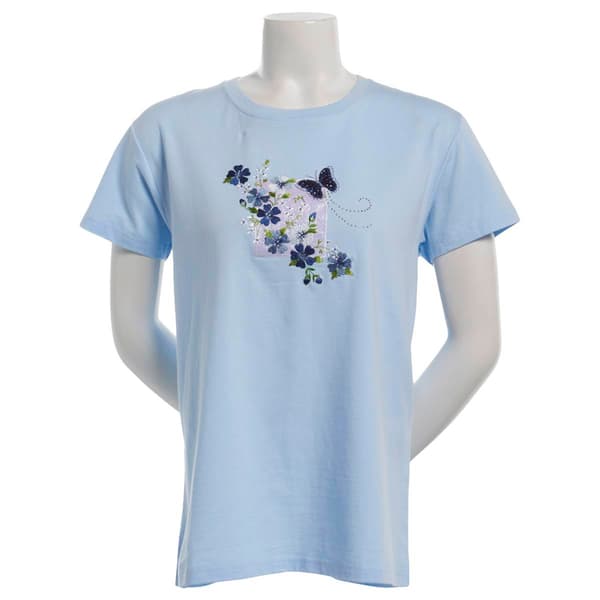 Womens Top Stitch by Morning Sun Spring Blues Tee