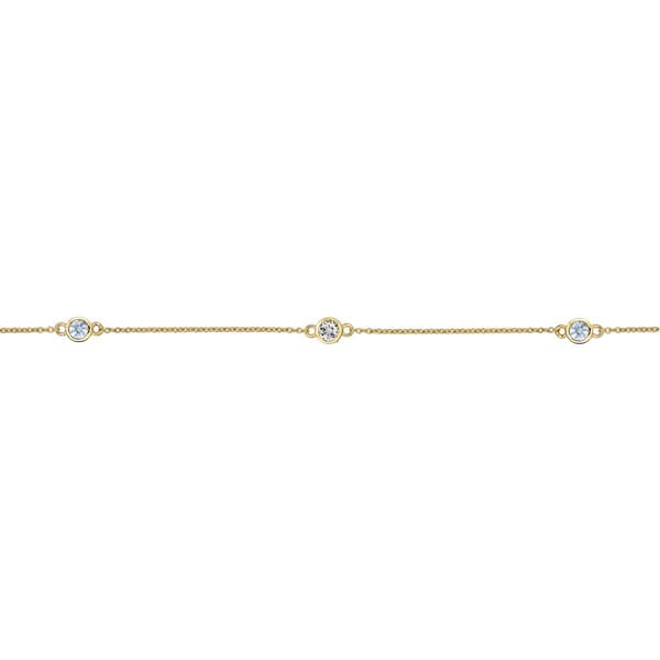 Gemminded 3.5mm Round Created Aquamarine & White Topaz Necklace