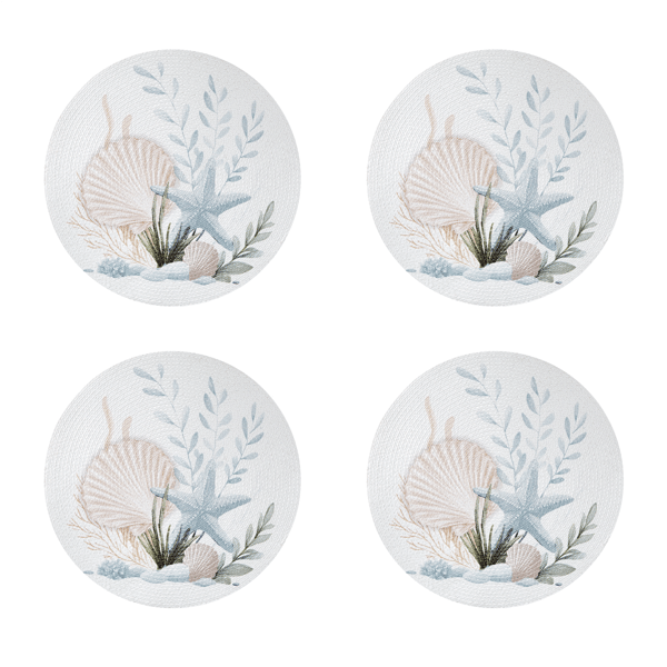 Avanti Starfish Woven Braided Round Placemats - Set of 4 - image 