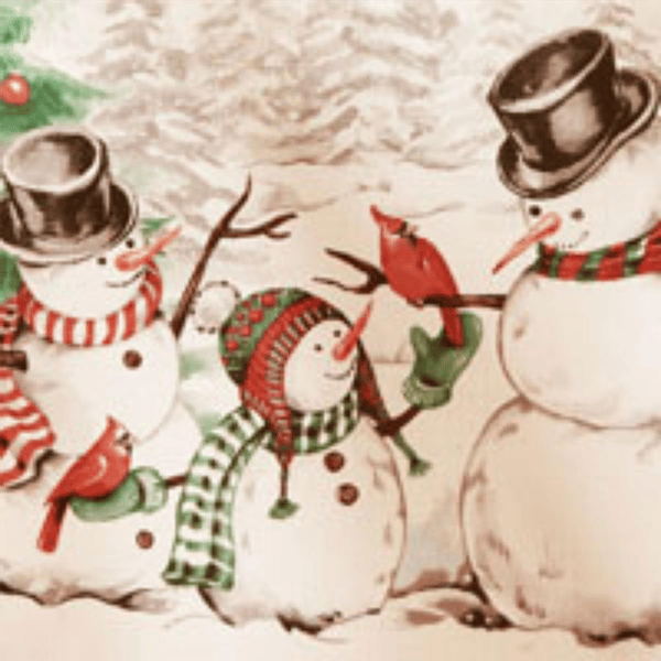 Threadmade Snowman Winterland Holiday Snowflake Tablecloth
