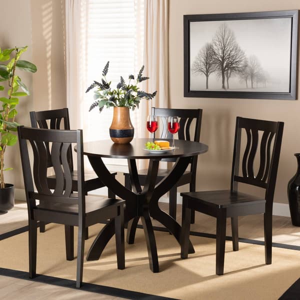 Baxton Studio Karla Dark Brown Finish Wood 5pc. Dining Set