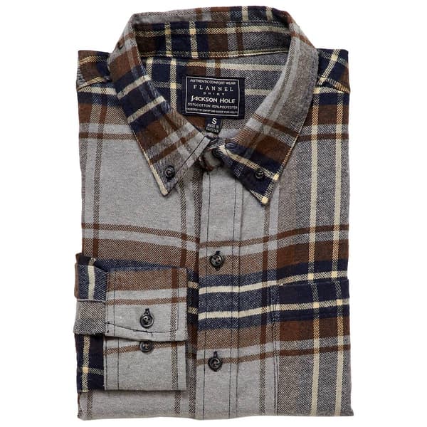 Mens Jackson Hole Flannel Shirt - Brown / Grey / Navy