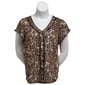 Plus Size French Laundry Cap Sleeve Leopard Crochet Trim Blouse - image 1