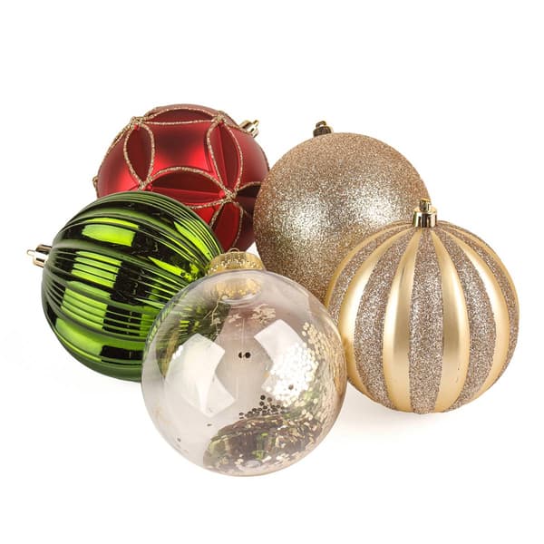 National Tree 13in. Gold&#44; Red&#44; & Green Ball Ornaments - Set of 9