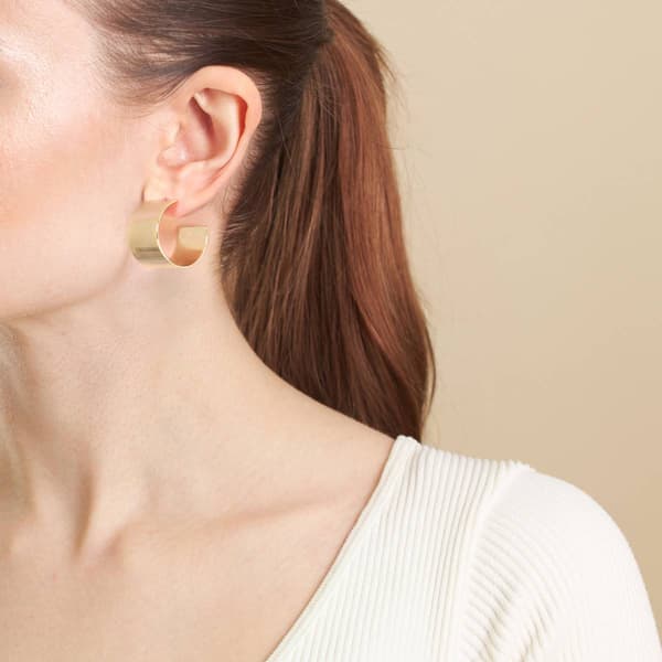 14kt. Gold Over Brass 23mm Flat Post Hoop Earrings
