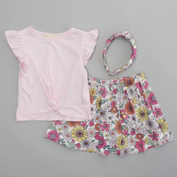 Toddler Girl BTween&#40;R&#41; Twist Front Top & Floral Skort Set - image 