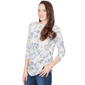 Petite Emaline Key Items 3/4 Sleeve Pebble Knit Floral Tee - image 3