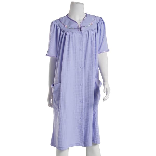 Petite Jasmine Rose 42 Blister Knit Trapunto Snap Robe - image 