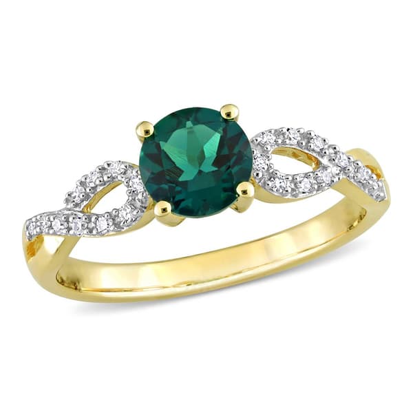 Gemstone Classics(tm) 10kt. Gold Diamond & Lab Created Emerald Ring