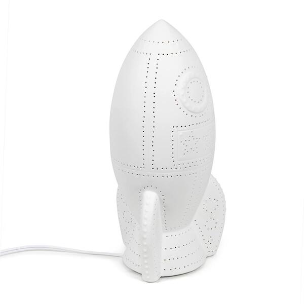 Simple Designs Animal Love Porcelain Rocketship Table Lamp