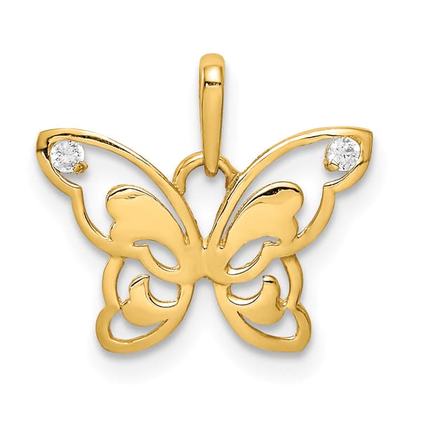 Gold Classics&#40;tm&#41; 14kt. Gold Cubic Zirconia Butterfly Pendant - image 