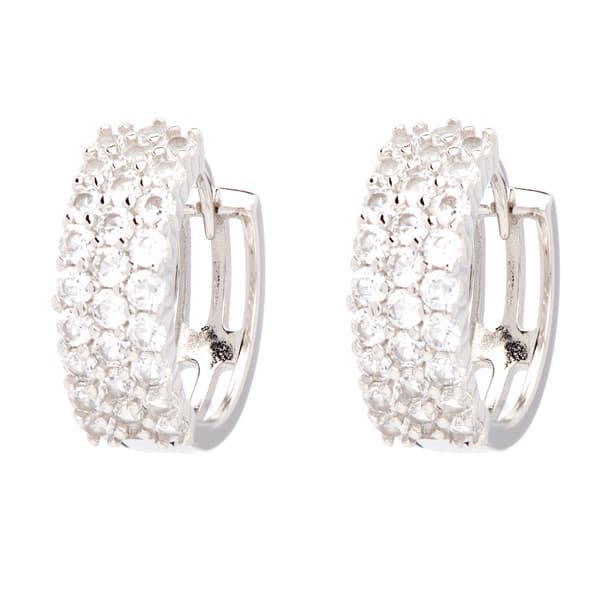 Gianni Argento Three Row White Sapphire Hoop Earrings - image 