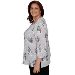Plus Size Alfred Dunner Classics Penguins and Trees Blouse