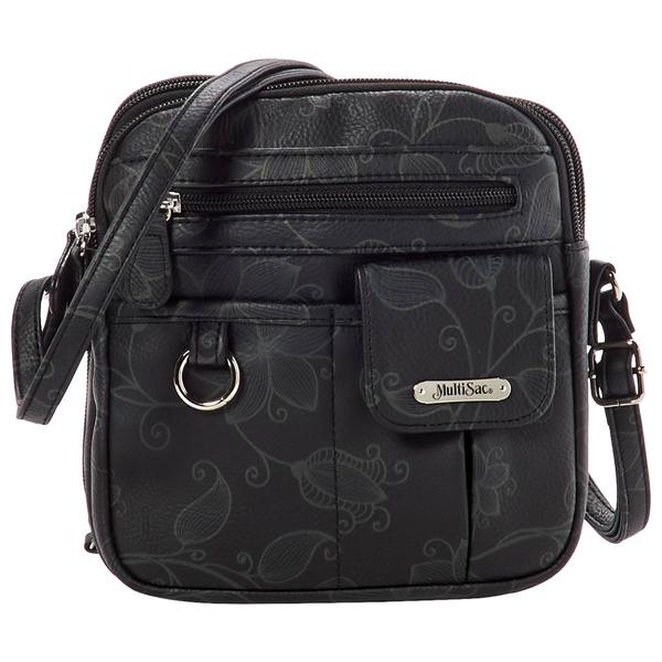 MultiSac Noth/South Black Floral Textured Zip-Around Crossbody - image 