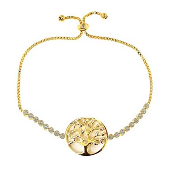Accents Gold Diamond Accent Tree of Life Bracelet - image 