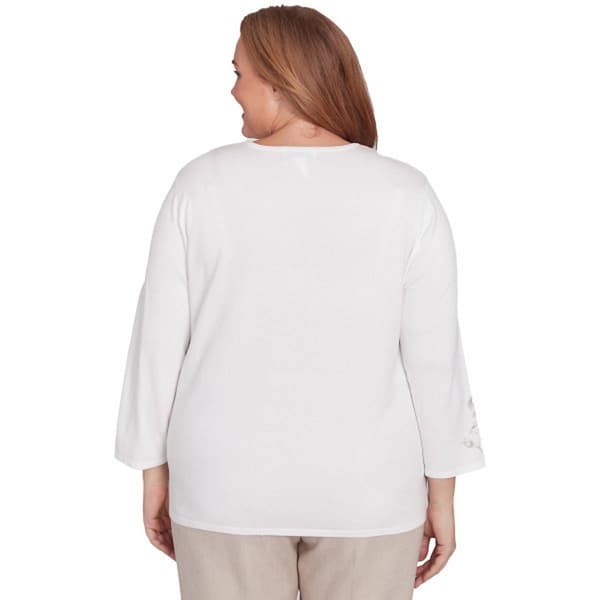 Plus Size Alfred Dunner Kensington Gardens Botanical Foil Sweater