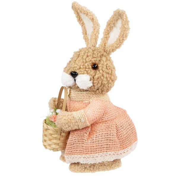 Northlight Seasonal Plush Girl Rabbit w/ Carrots Easter Figurine