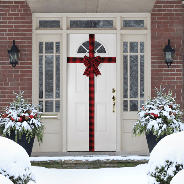 Northlight 14ft. Red Buffalo Plaid Christmas Door Bow