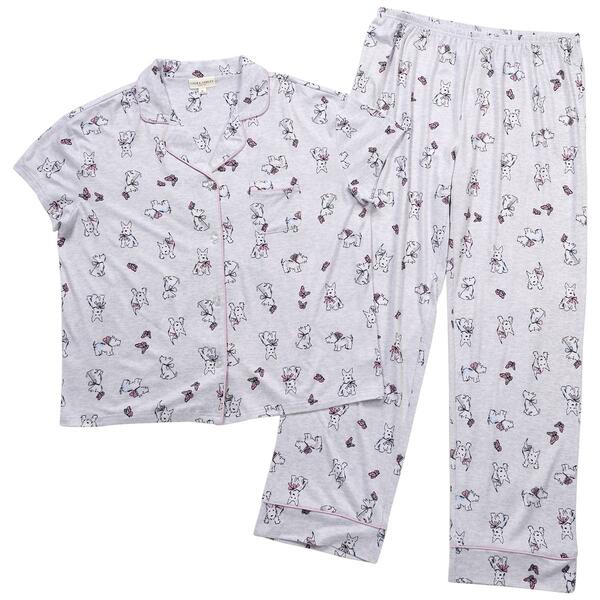 Womens Laura Ashley&#40;R&#41; Short Sleeve Scottie Dog Wide Leg Pajama Set - image 