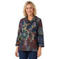 Womens Ali Miles 3/4 Sleeve Cowl Neck Abstract Floral With Uneve - image 1
