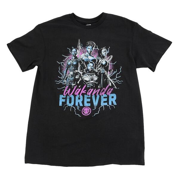 Young Mens Blank Panther Wakanda Forever Short Sleeve Graphic Tee - image 