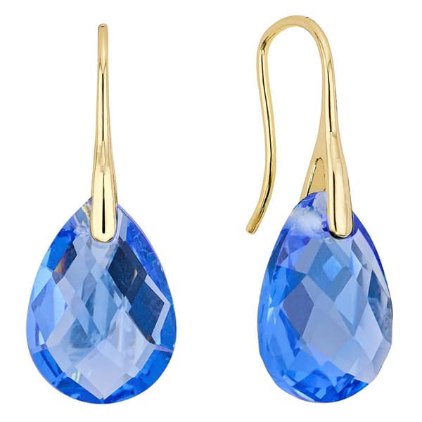 Athra 14kt. Gold over Brass Blue Pear Drop Earrings - image 