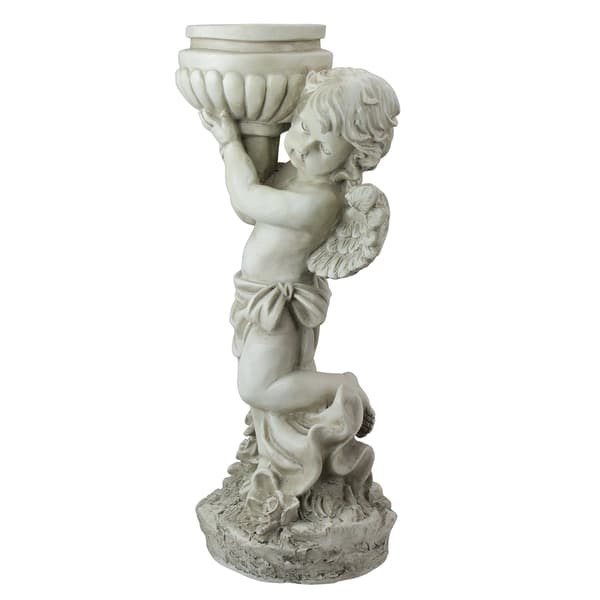 Northlight Seasonal 17in. Angel Cherub Holding a Bird Bath Statue