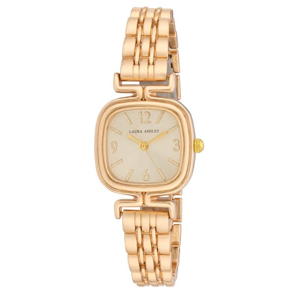 Womens Laura Ashley(R) Square Link Bracelet Watch - LA2106YG - image 