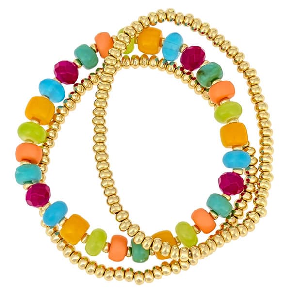 Ashley Cooper(tm) Multi Color 3 Row Beaded Stretch Bracelet - image 