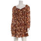 Juniors Jolt Long Sleeve Pebble Chiffon Velvet Trim Skater Dress - image 1