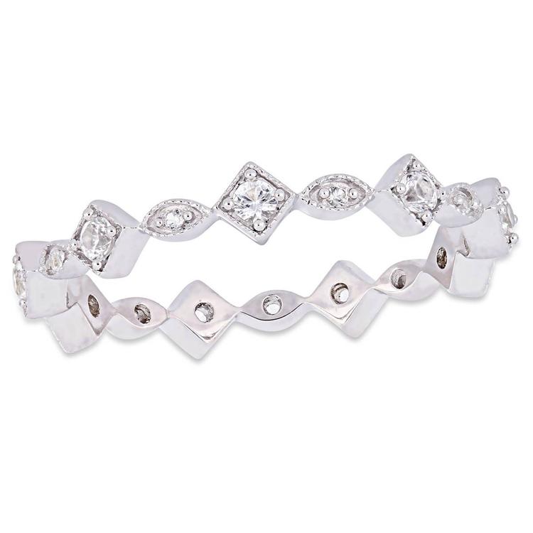 Gemstone Classics(tm) 0.54ctw. White Sapphire 10kt. White Gold Ring