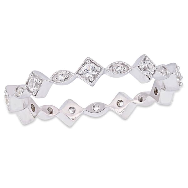 Gemstone Classics(tm) 0.54ctw. White Sapphire 10kt. White Gold Ring