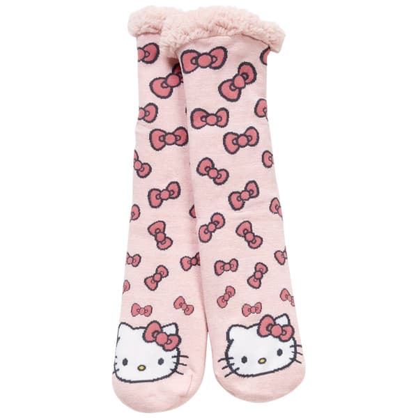 Womens Fuzzy Babba Fuzzsox Crew Hello Kitty Slippers - image 