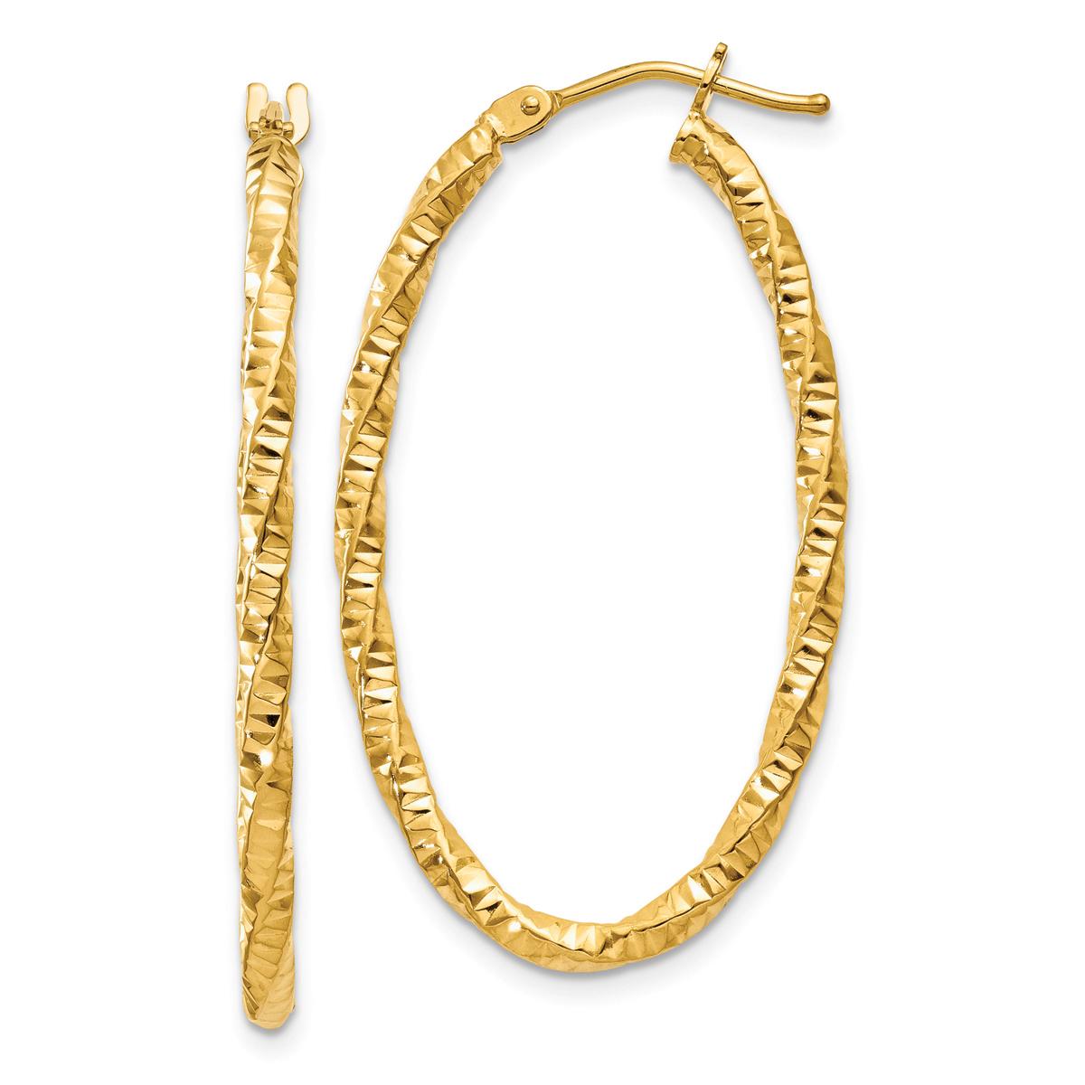 Gold Classics™ 14kt. Gold Diamond Cut Oval Hoop Earrings