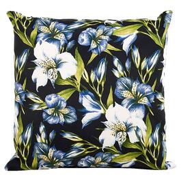 Jordan Manufacturing Floral Outdoor Toss Pillow - Black/Blue